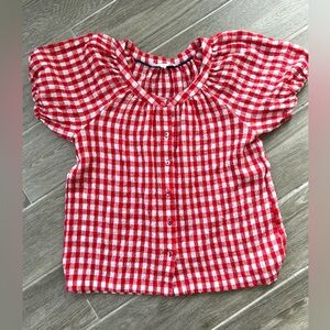 Women’s XS red and white checkered lightweight top
